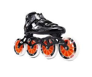 Patillas de Velocidad en Línea Profesionales, Zapatos De Patinaje de Fibra de Carbono de 4 Ruedas Patines de Una Sola Fila, Patineta Recta de Alta Velocidad de Rendimiento Al Aire Libre,Negro,EU38