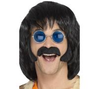 Patillas y Bigote Hippie Accesorio de Disfraz Adultos Negro 1960s 70s