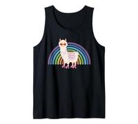 Patín Retro Llama, Divertida Chica Patinadora de los 70 y 80 Camiseta sin Mangas