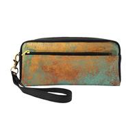 Pátina de Cobre Rica de Moda metálica, Bolsa de Maquillaje Bolsa de cosméticos Bolsa de Aseo de Viaje portátil Estuche de Cuero para Mujeres y niñas
