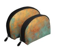 Pátina de Cobre Rica de Moda metálica, Bolsa de Maquillaje de Concha, Monedero pequeño para Mujer, Bolsa de artículos de tocador, Bolsa de cosméticos, 2 Piezas
