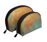 Pátina de Cobre Rica de Moda metálica, Bolsa de Maquillaje de Concha, Monedero pequeño para Mujer, Bolsa de artículos de tocador, Bolsa de cosméticos, 2 Piezas