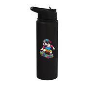 Patinador Bulldog Francés Skater Skateboarding Skateboarder Stainless Steel Insulated Water Bottle