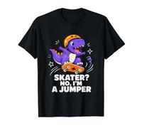 Patinador No, Soy un monopatín de Dinosaurio Saltador Camiseta gráfica económica, Hombre, Negro, S