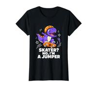 Patinador No, Soy un monopatín de Dinosaurio Saltador Camiseta gráfica económica, Mujer, Negro, L