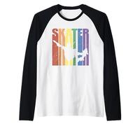 Patinador Retro Skateboarder Monopatín Hombres Niños Skateboarding Camiseta Manga Raglan