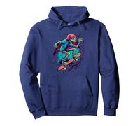 Patinador Skateboard Skating monopatín Lagartos patineta Sudadera con Capucha, Unisex para Adultos, Azul Marino, M
