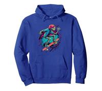 Patinador Skateboard Skating monopatín Lagartos patineta Sudadera con Capucha, Unisex para Adultos, Azul Real, L
