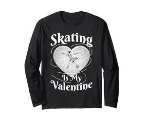 Patinaje Artístico Es Mi San Valentín Mujer Patinadora sobre Hielo Chica Cor Manga Larga