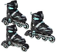 Patinaje en línea, Patines, triskate, 3 en 1 Croxer Optima tamaño Ajustable Negro/Menta tamaño 35 a 38 (22cm-24cm) cambiable Hombre Mujer Convertible Adulto niño niña Patines
