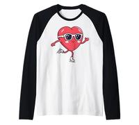 Patinaje sobre Hielo Corazón Patinador sobre Hielo Patinaje artístico Día de San Camiseta Manga Raglan
