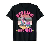 Patinaje sobre ruedas 40 Año viejo cumpleaños niña rodando en 40 Camiseta