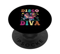 Patinaje sobre Ruedas Disco Diva Skate Girl 70s Skater Groovy PopSockets PopGrip Adhesivo