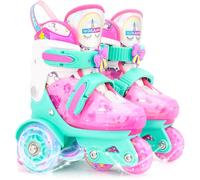 Patines 4-Pejiijar Niñas Unicornio Rosa Verde Dinosaurio Sirenita Ajustables 3 Ruedas Luminosas Principiantes