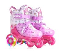 Patines 4 Ruedas Niña, 4 Tallas Ajustables 3-8 Años, Unicornios para Niñas Construcción de 3 Puntos Estable y Segura,Patines para Niños Principiantes Patinete