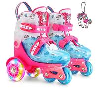 Patines 4 Ruedas Niña,4 Tallas Ajustables,Construcción de 3 Puntos Estable y Segura,Equilibrados y Transpirables,Patines para Principiantes,con Ruedas Luminosas