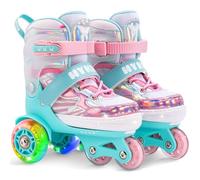 Patines 4 Ruedas Niña,4 Tallas Ajustables,Construcción de 3 Puntos Estable y Segura,Equilibrados y Transpirables,Patines para Principiantes,con Ruedas Luminosas