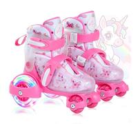 Patines 4 Ruedas Niña, EU 24-31 Unicornios para Niñas 4 Tallas Ajustables 3-8 Años Patines Niña 4 Ruedas con LED Iluminación, para Niños, Interiores, Exteriores, Niñas, Principiantes