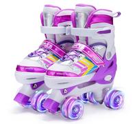 Patines 4 Ruedas Niña Niño, Patines para niños con Ruedas de iluminación Roller Quad Ajustables para Niñas y Niños Principiantes(Violeta, M (EU32-36))