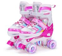 Patines 4 Ruedas Niña Niño, Patines para niños con Ruedas de iluminación Roller Quad Ajustables para Niñas y Niños Principiantes(Rosa, M (EU32-36))