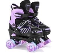 Patines 4 Ruedas Niña, Patines para Niñas Niños Ajustables con 8 Ruedas de Iluminación para Niñas Niños jóvenes Principiantes Uso Interior y Exterior (S (EU 28-32))