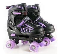 Patines 4 Ruedas Niñas y Niños, Ajustable Diversión Flashing Roller Blades para Niños y Niñas Principiantes (Púrpura, S(EU 31-34/205-220mm))