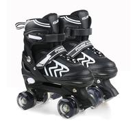 Patines 4 Ruedas Niñas y Niños, Patines Roller Quad Ajustables con Ruedas Luminosas para Niñas y Niños Principiantes (Blanco, S(31-34/ 205-220mm))