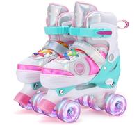Patines 4 Ruedas para niña niños en Paralelo Ajustables, Roller Quad con Ruedas Luminosas para Niñas y Niños Principiantes de 3 a 8 o 6 a 12 años (S (EU28-32))
