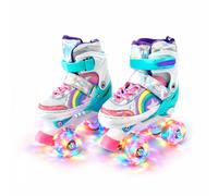 Patines con luz para niñas 4 Ruedas Glitter ataa Talla M 35-38 Patines Ajustables con Ruedas Luminosas rodamientos ABEC 7 diseño Brillante y cómodo
