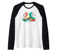 Patines de Cuatro Ruedas Coloridos Arte recreativo Patinador Camiseta Manga Raglan