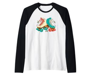Patines de Cuatro Ruedas Coloridos Arte recreativo Patinador Camiseta Manga Raglan
