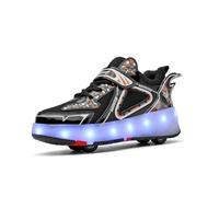 Patines de Cuatro Ruedas para Chicos y Chicas, Patines Ajustables para Adolescentes, Negro, 32 EU.