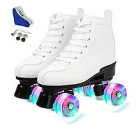 Patines de doble fila, ajustables, de alta calidad, para interiores y exteriores, patines para adultos, Rueda de flash blanca, 45=UK:10.5