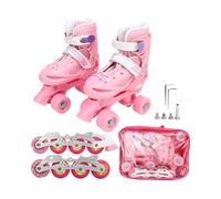 Patines de rollero Rosa Luz de iluminación Ajustable Diseño de Seguridad Suave para niños Adultos Mujeres Mujeres de Patinaje Exterior Plasia de plástico de Goma Aleación de (XS)