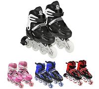 Patines de ruedas ajustables para niños de 3 a 9 años, rodillo de niño y niña, luces divertidas para principiantes, color negro