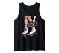 Patines de Ruedas Boombox 80's 90's Girls Vibes Retro Throwback Camiseta sin Mangas