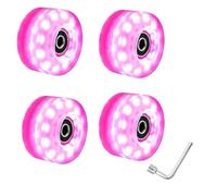 Patines de ruedas de doble hilera con luz de alto destello, ruedas brillantes, patines for hielo seco, ruedas brillantes, ruedas for patinaje sobre hielo para Parques, Pistas de Patinaje(PINK LIGHT X