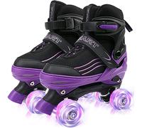 Patines de Ruedas Niñas Adjustable con Ruedas Luminosas (Black Purple, S)