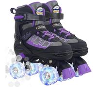 Patines de ruedas para niñas, patines ajustables morados con ruedas iluminadas para niños grandes de 6 a 12 7 8 9 10 años, deportes al aire libre principiantes, el mejor regalo de cumpleaños para