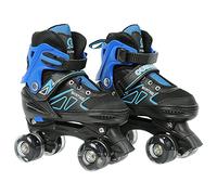 Patines de ruedas para niños, 8 ruedas luminosas y 4 tamaños ajustables, patines de cuatro ruedas con bolsa de almacenamiento, patines de doble fila para niños pequeños (azul-negro, S)