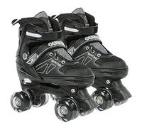 Patines de ruedas para niños con ruedas luminosas LED, tamaños ajustables, diseño transpirable de malla, para interior y exterior (negro, sin luz, M (32-37))