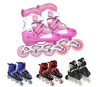Patines de ruedas para niños, tallas ajustables para niños, de 3 a 9 años, luces divertidas para principiantes, para interior y exterior (rosa, S (27-32))