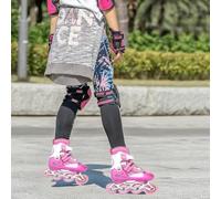 Patines de ruedas para niños, tallas ajustables para niños, de 3 a 9 años, luces divertidas para principiantes, para interior y exterior (rosa, M (32-37))