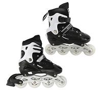 Patines de ruedas para niños y niñas, patines de ruedas ajustables para niños de 3 a 9 años, luces divertidas para principiantes (negro, M(32-37))