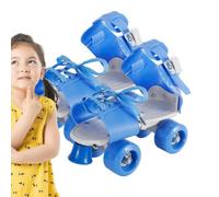 Patines de ruedas para niños, zapatos de cuatro ruedas con correas ajustables | recreación al aire libre, diseño de doble resistente al desgaste, sin necesidad de quitarse los zapatos para