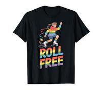Patines de Ruedas Rainbow Pride no binarios Piel Ligera Queer LGBT Camiseta