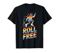 Patines de Ruedas Rainbow Pride no binarios Piel Marrón Queer LGBT Camiseta