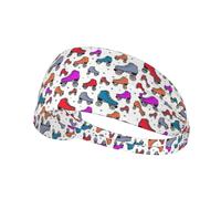 Patines de ruedas retro con impresión colorida elástica para diadema deportiva con banda elástica, perfecta para cascos, correr, ciclismo, gimnasio, entrenamientos