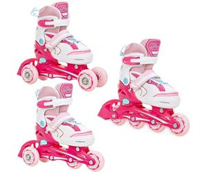 Patines en línea 3 en 1 inliner/triskates/Patines sobre Ruedas Raven Lia/Loret Ajustables con Rueda de luz LED (Raven Lia Rosa, 27-30 (16,5-18,5 cm))