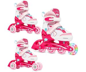 Patines en línea 3 en 1 inliner/triskates/Patines sobre Ruedas Raven Lia/Loret Ajustables con Rueda de luz LED (Raven Lia Rosa, 27-30 (16,5-18,5 cm))